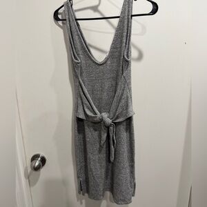 Lovers + Friends Grey Backless Knit Midi Dress with Front Tie. Luxuriously soft